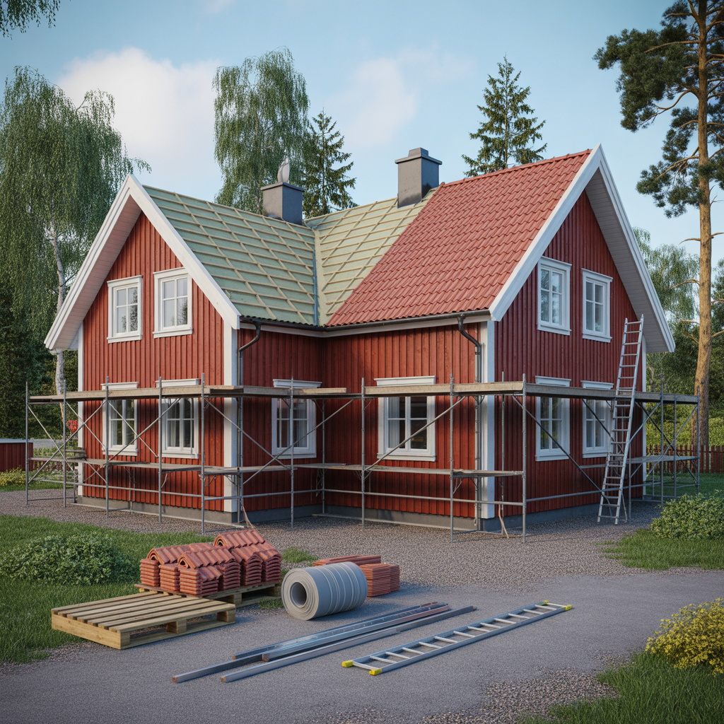 takbyte kostnad per kvadratmeter 2025 material arbete rot