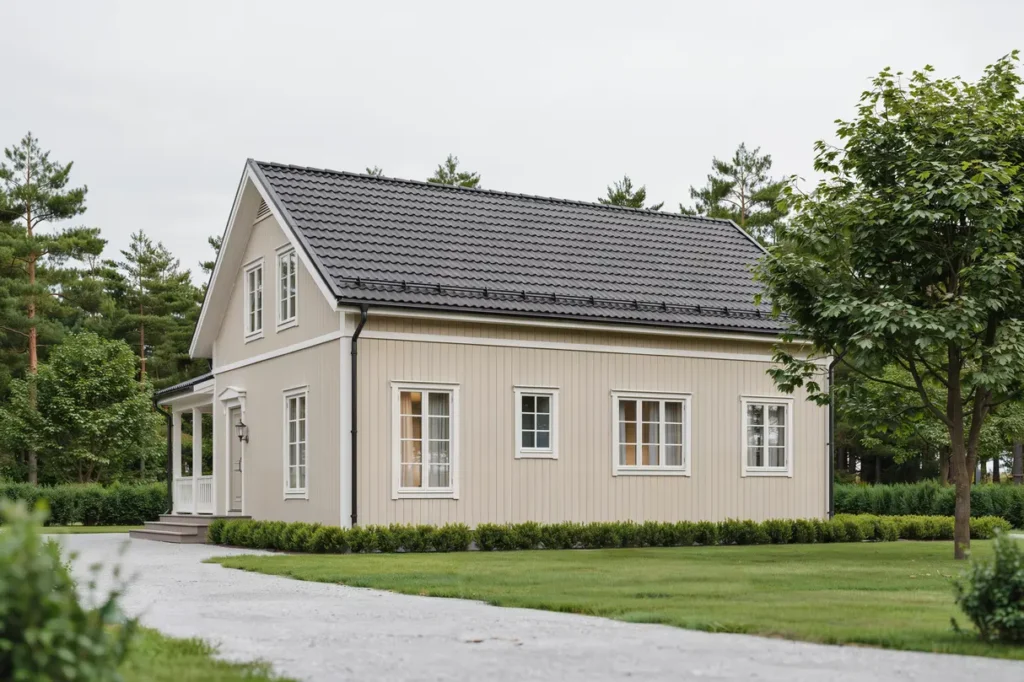 takoml ggning med nya betongpannor p villa i s vde