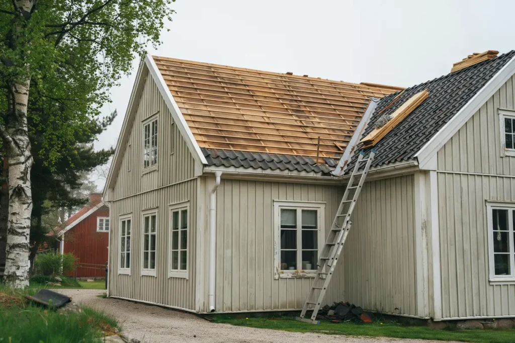 takrenovering med r spontsbyte p ldre villa i blentarp