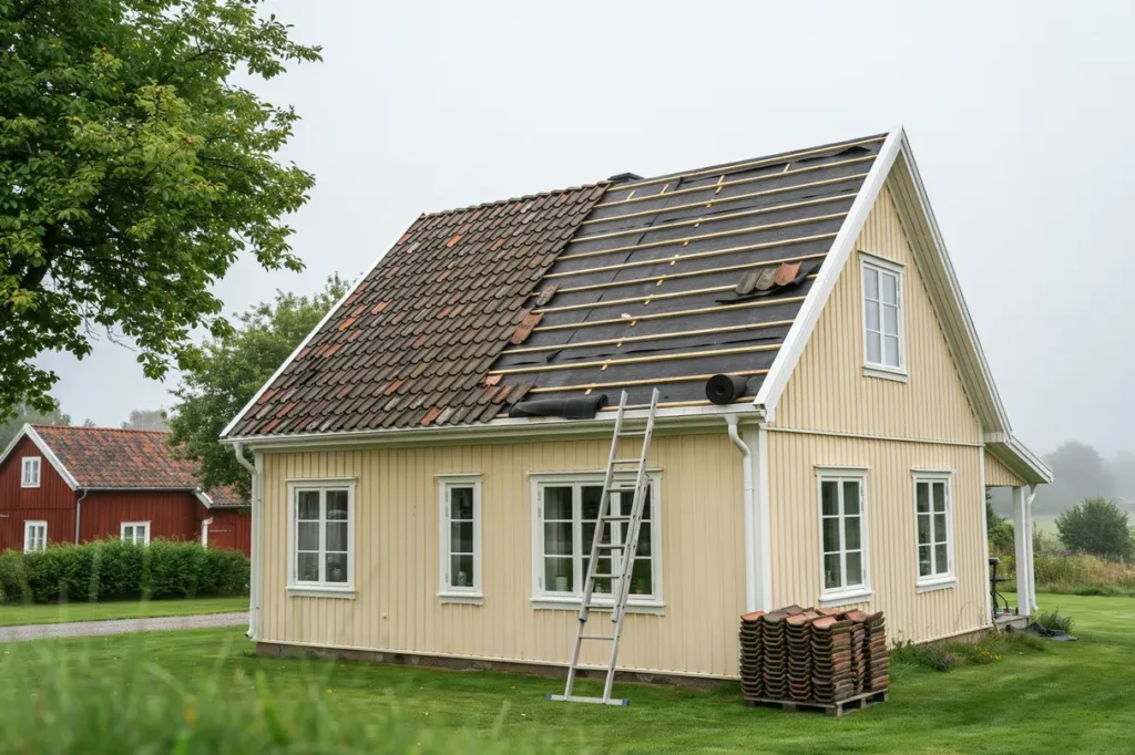 byte av underlagspapp och l kt p villa i blentarp